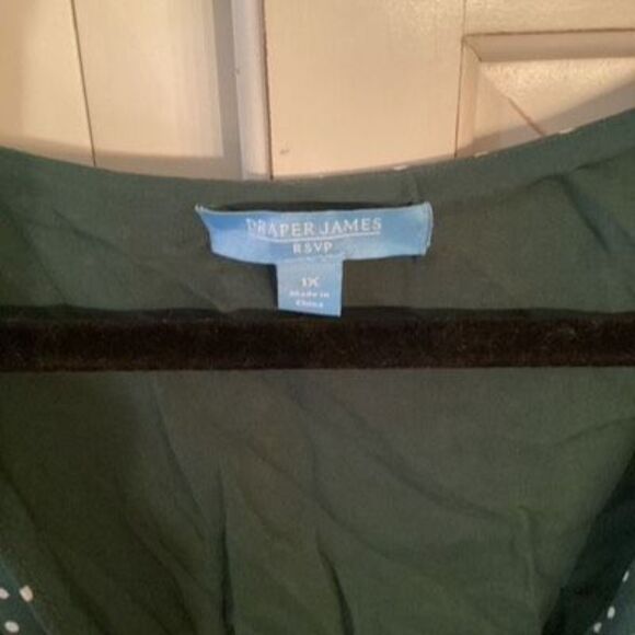 NEW Draper James RSVP Green Polka Dot Dress Sz 1X Cinched Waist - Picture 3 of 9